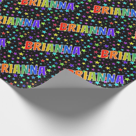 レインボー名"BRIANNA" +星 ラッピングペーパー (角)
