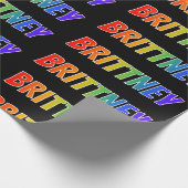 レインボー名「BRITTNEY」、おもしろいカラフル&タグ ラッピングペーパー (角)