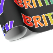 レインボー名「BRITTNEY」、おもしろいカラフル&タグ ラッピングペーパー (ロールコーナー)