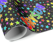 レインボー名"BRYSON" +星 ラッピングペーパー (ロールコーナー)