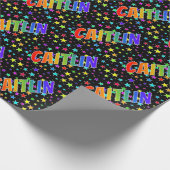 レインボー名"CAITLIN" +星 ラッピングペーパー (角)