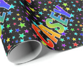 レインボー名"CASEY" +星 ラッピングペーパー (ロールコーナー)