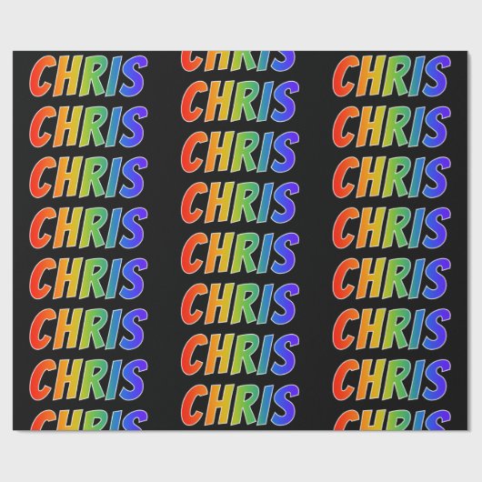 レインボー名「CHRIS」、おもしろいカラフル& ラッピングペーパー (フラット)