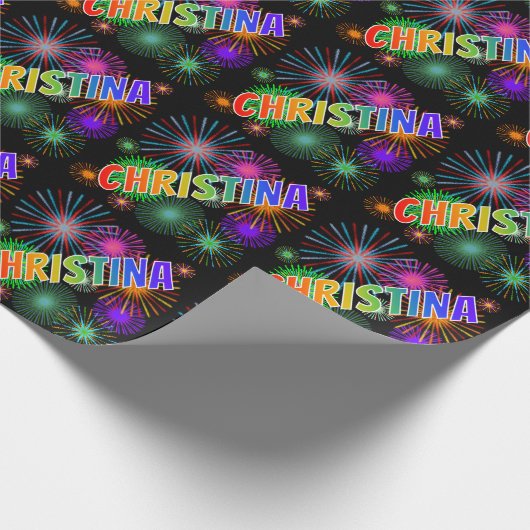 レインボー名「CHRISTINA」 + Fireworks ラッピングペーパー (角)
