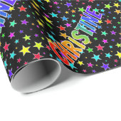 レインボー名"CHRISTINE" +星 ラッピングペーパー (ロールコーナー)