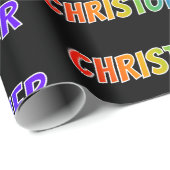 レインボー名「CHRISTOPHER」;おもしろいカラフル&タグ ラッピングペーパー (ロールコーナー)