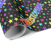 レインボー名"CHRISTOPHER" +星 ラッピングペーパー (ロールコーナー)