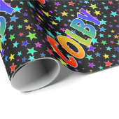 レインボー名"COLBY" +星 ラッピングペーパー (ロールコーナー)