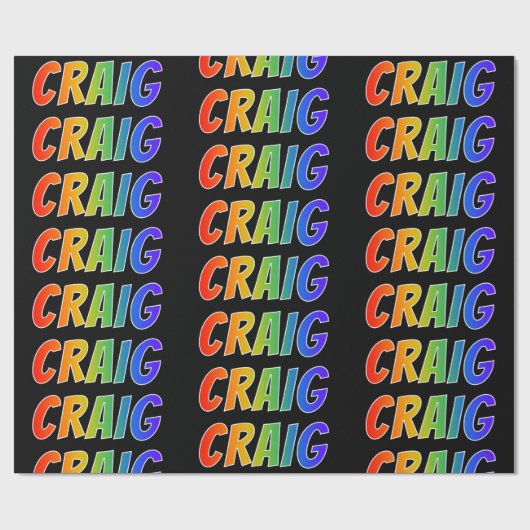 レインボー名「CRAIG」;おもしろい&カラフル ラッピングペーパー (フラット)