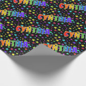 レインボー名"CYNTHIA" +星 ラッピングペーパー (角)