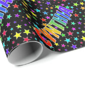 レインボー名"CYNTHIA" +星 ラッピングペーパー (ロールコーナー)