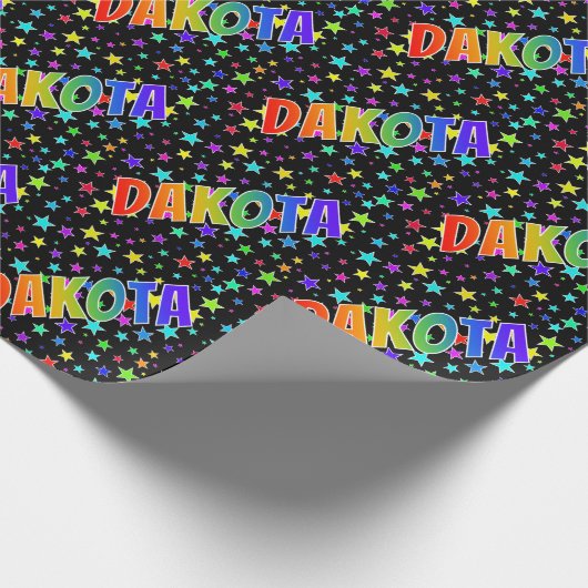 レインボー名"DAKOTA" +星 ラッピングペーパー (角)