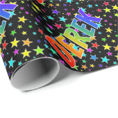 レインボー名"DEREK" +星 ラッピングペーパー (ロールコーナー)