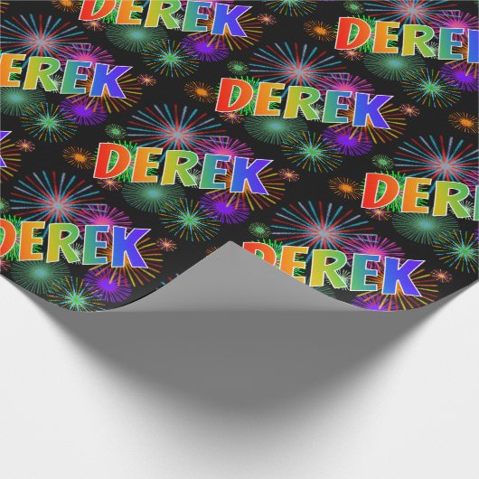 レインボー名「DEREK」 + Fireworks ラッピングペーパー (角)