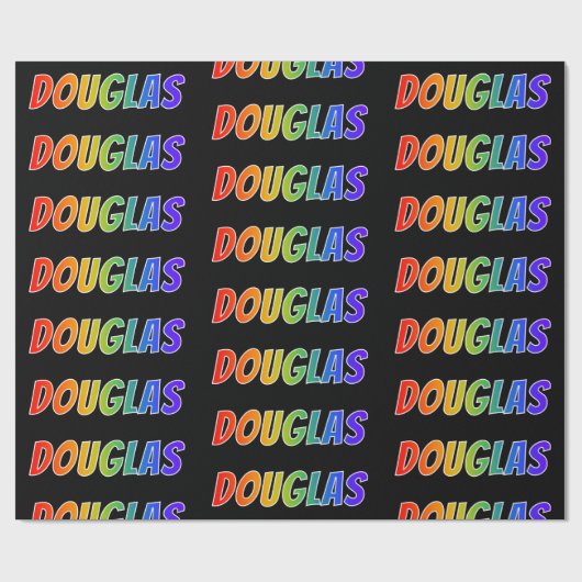 レインボー名"DOUGLAS";おもしろい&カラフル ラッピングペーパー (フラット)