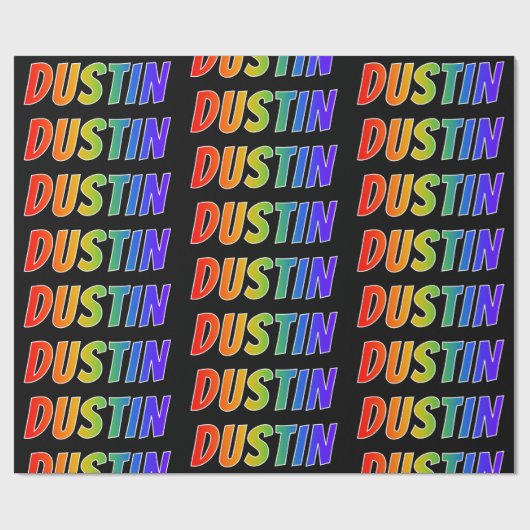 レインボー名"DUSTIN";おもしろい&カラフルDUSTIN ラッピングペーパー (フラット)
