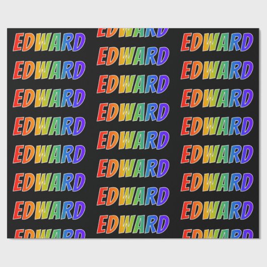 レインボー名「EDWARD」、おもしろいおよびカラフル ラッピングペーパー (フラット)