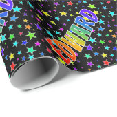 レインボー名"EDWARD" +星 ラッピングペーパー (ロールコーナー)