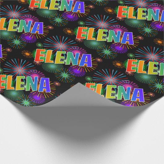 レインボー名「ELENA」 + Fireworks ラッピングペーパー (角)