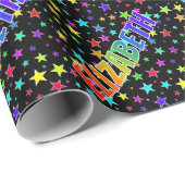 レインボー名"ELIZABETH" +星 ラッピングペーパー (ロールコーナー)