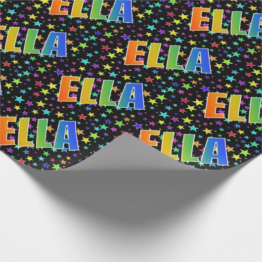 レインボー名"ELLA" +星 ラッピングペーパー (角)