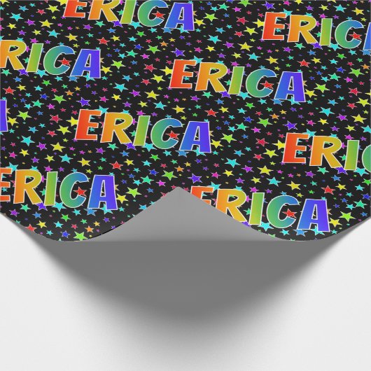 レインボー名"ERICA" +星 ラッピングペーパー (角)