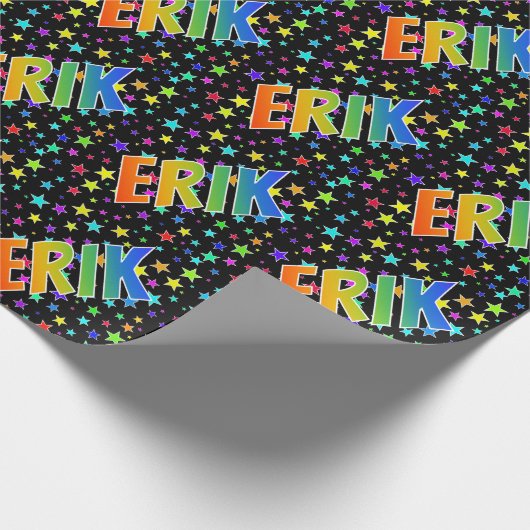 レインボー名「ERIK」 +星 ラッピングペーパー (角)