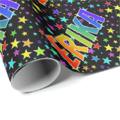 レインボー名"ERIKA" +スター ラッピングペーパー (ロールコーナー)