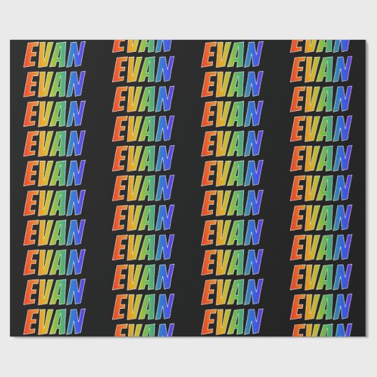 レインボー名"EVAN";おもしろい&カラフル ラッピングペーパー (フラット)