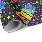 レインボー名"EVAN" +星 ラッピングペーパー (ロールコーナー)