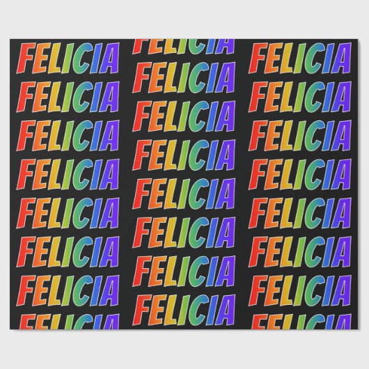 レインボー名「FELICIA」;おもしろい&カラフルFELICIA ラッピングペーパー (フラット)