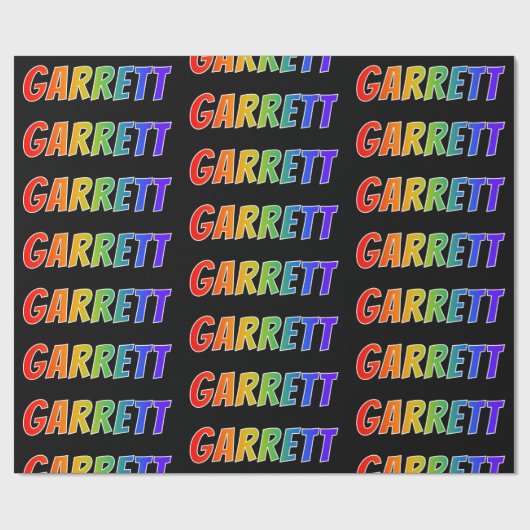 レインボー名「GARRETT」;おもしろいカラフル&タグ ラッピングペーパー (フラット)