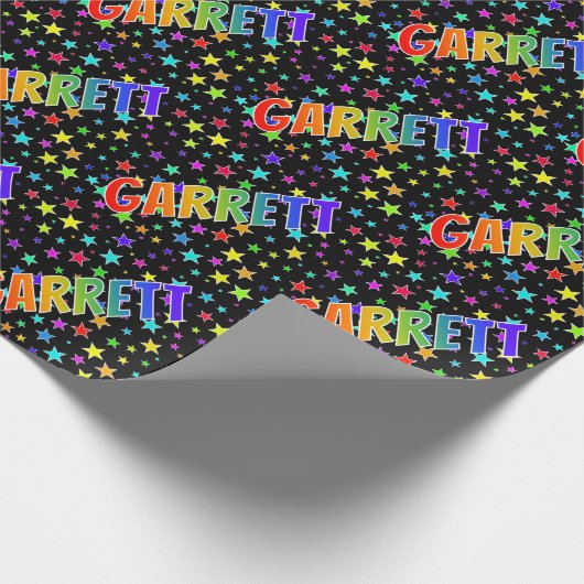 レインボー名"GARRETT" +星 ラッピングペーパー (角)
