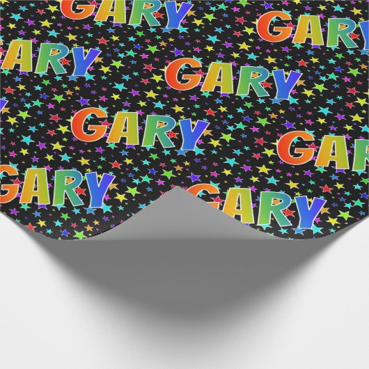 レインボー名「GARY」 +星 ラッピングペーパー (角)