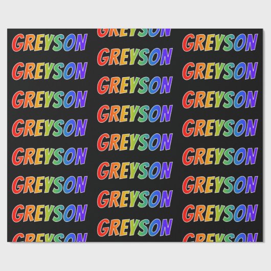 レインボー名「GREYSON」;おもしろい&カラフル ラッピングペーパー (フラット)