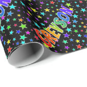 レインボー名"GREYSON" +星 ラッピングペーパー (ロールコーナー)