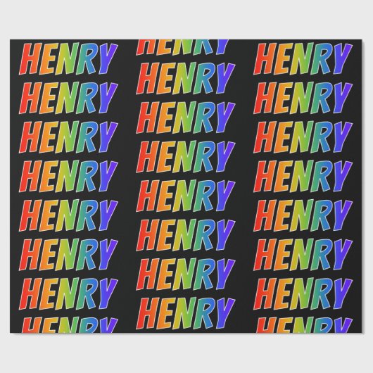 レインボー名"HENRY";おもしろい&カラフル ラッピングペーパー (フラット)