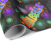 レインボー名「ISABELLA」+花火 ラッピングペーパー (ロールコーナー)