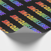 レインボー名「JACQUELINE」;おもしろいカラフル&タグ ラッピングペーパー (角)