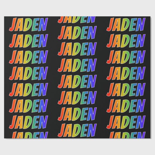 レインボー名「JADEN」;おもしろい&カラフル ラッピングペーパー (フラット)