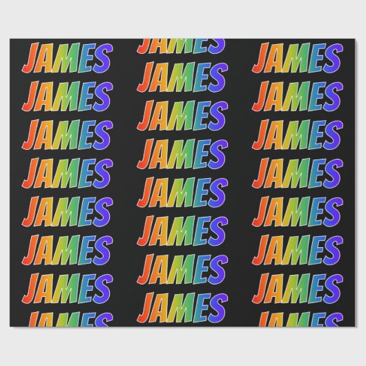 レインボー名「JAMES」;おもしろいカラフル& ラッピングペーパー (フラット)