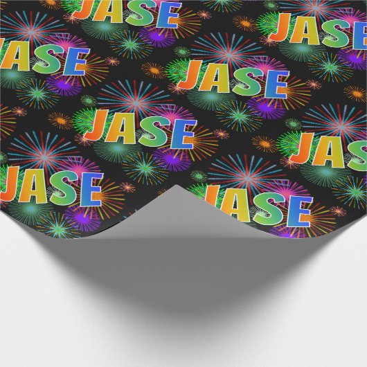 レインボー名「JASE」 + Fireworks ラッピングペーパー (角)