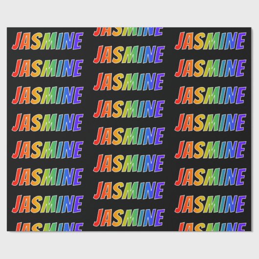 レインボー名「JASMINE」;おもしろい&カラフルJASMINE ラッピングペーパー (フラット)
