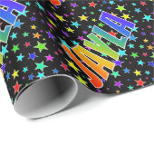 レインボー名"JAYLA" +星 ラッピングペーパー (ロールコーナー)