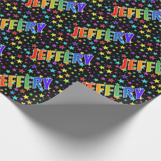 レインボー名"JEFFERY" +星 ラッピングペーパー (角)