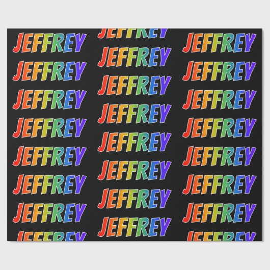 レインボー名「JEFFREY」;おもしろいカラフル& ラッピングペーパー (フラット)
