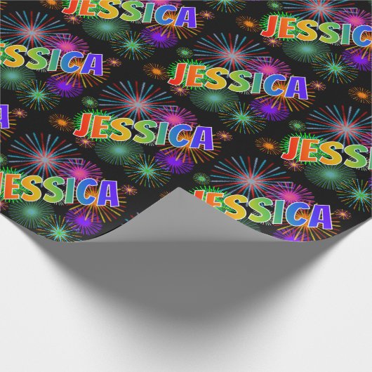 レインボー名「JESSICA」 + Fireworks ラッピングペーパー (角)