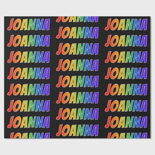 レインボー名「JOANNA」;おもしろいカラフル&タグ ラッピングペーパー (フラット)