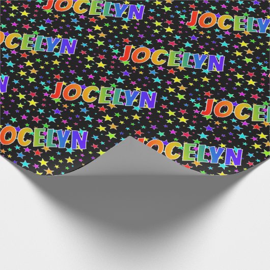 レインボー名"JOCELYN" +星 ラッピングペーパー (角)