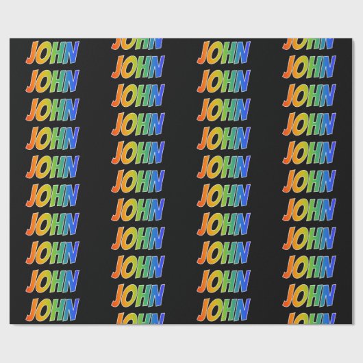 レインボー名"JOHN";おもしろい&カラフル ラッピングペーパー (フラット)